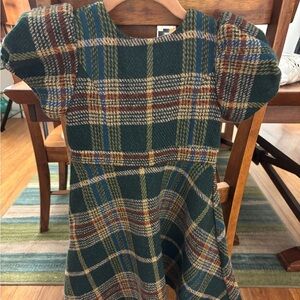 Ivy city Plaid holiday Dress in Green and Blue high end fully lined puffy sleeve